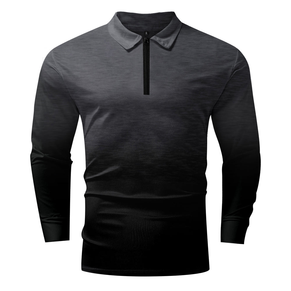 Macymars™ Men's Gradient Color Lapel Zipper Polo Shirt
