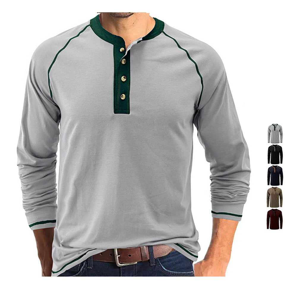 Macymars™ Henley Neck Contrast Trim Casual Shirt 2022 Autumn