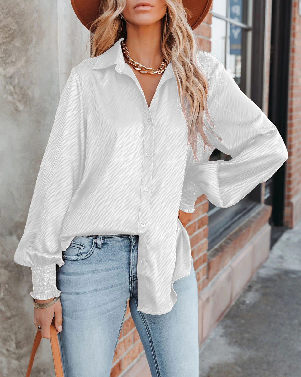 Macymars™ Women Loose Lapel Lantern Long Sleeve Shirt