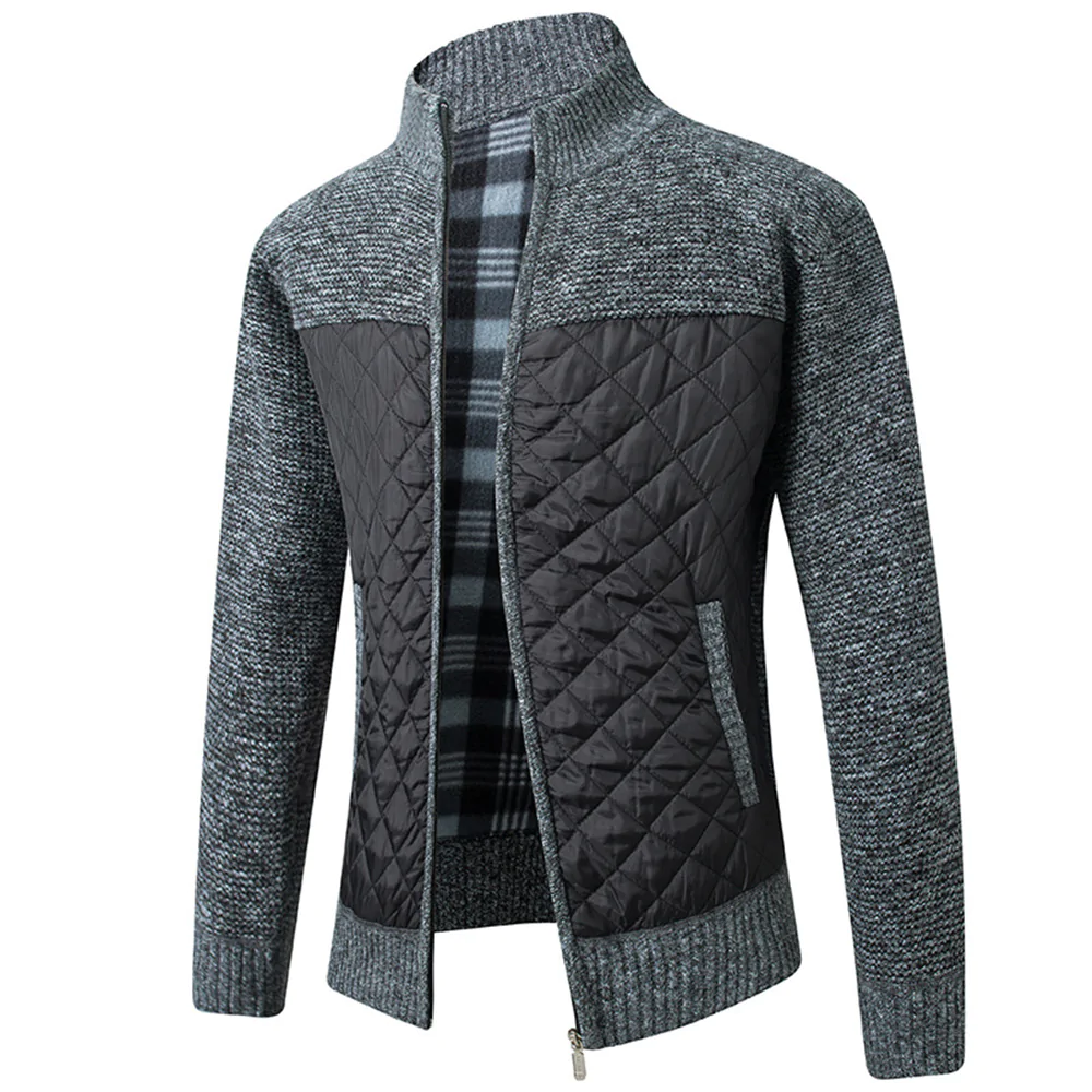 Macymars™ Men's Stand-up Collar Striped Plaid Zipper Knitted Jacket Coat