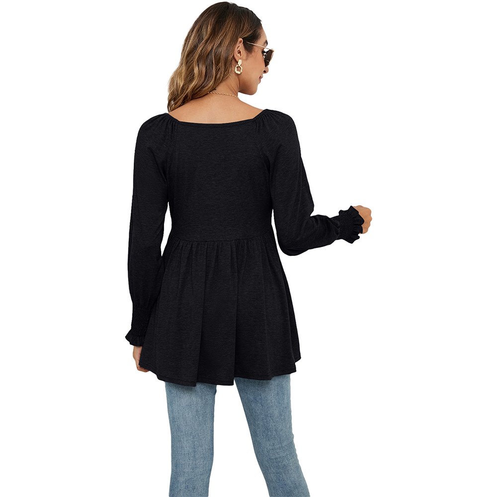 Macymars™ 2022 Autumn And Winter New Women's V-neck Bubble Long-sleeved Cummerbund Top T-shirt