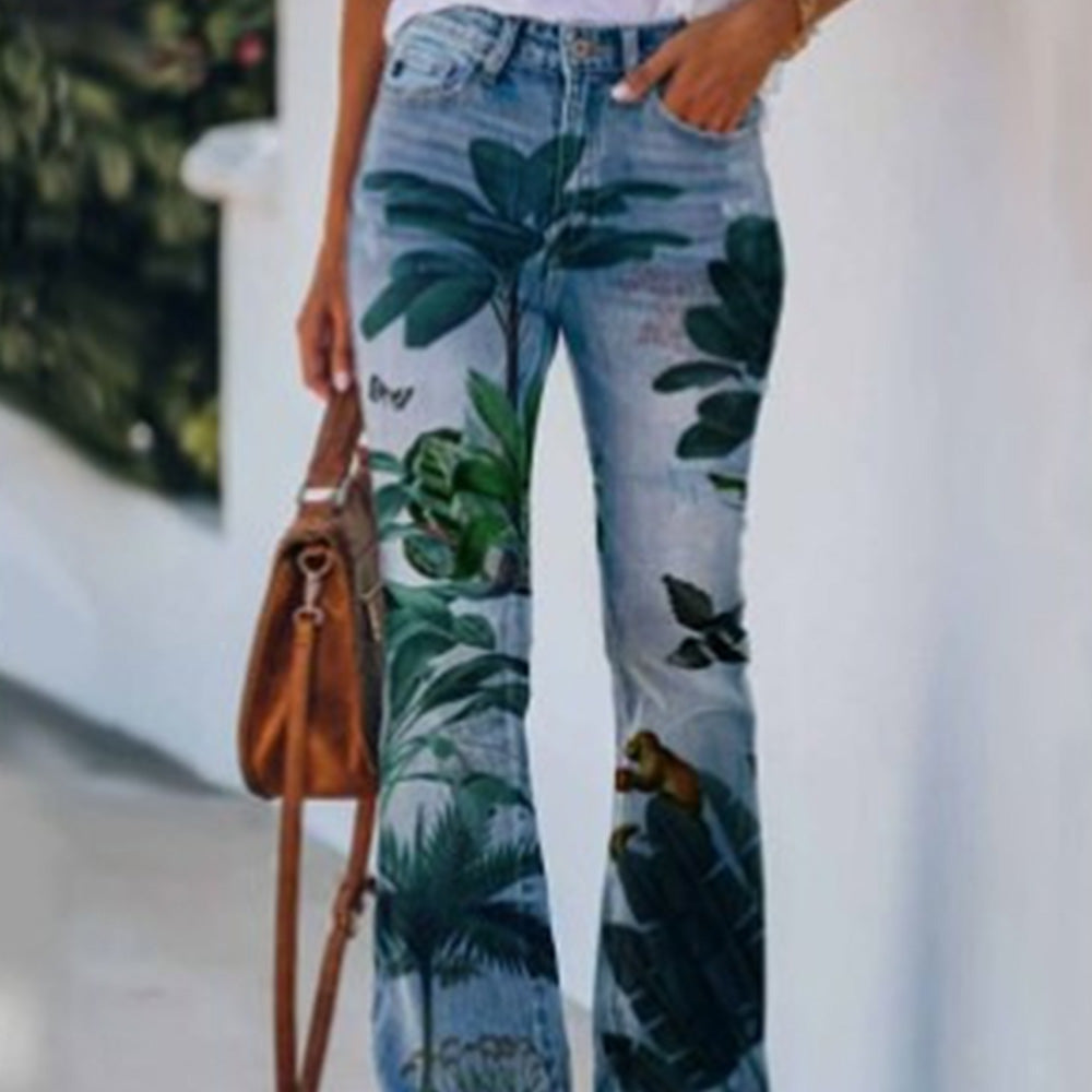 Macymars™ Women's Print Casual Flare Jeans Pants