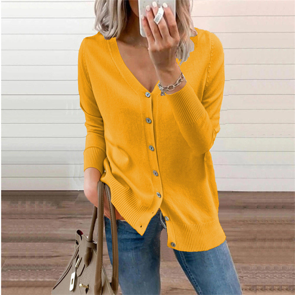 Macymars™ Women Solid Button Sweater Cardigan Coat