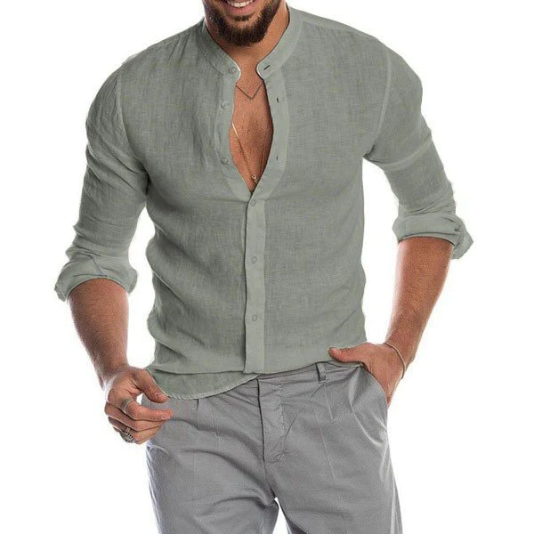 Macymars™ Men's Cotton Linen Shirt Long Sleeve Loose Tops