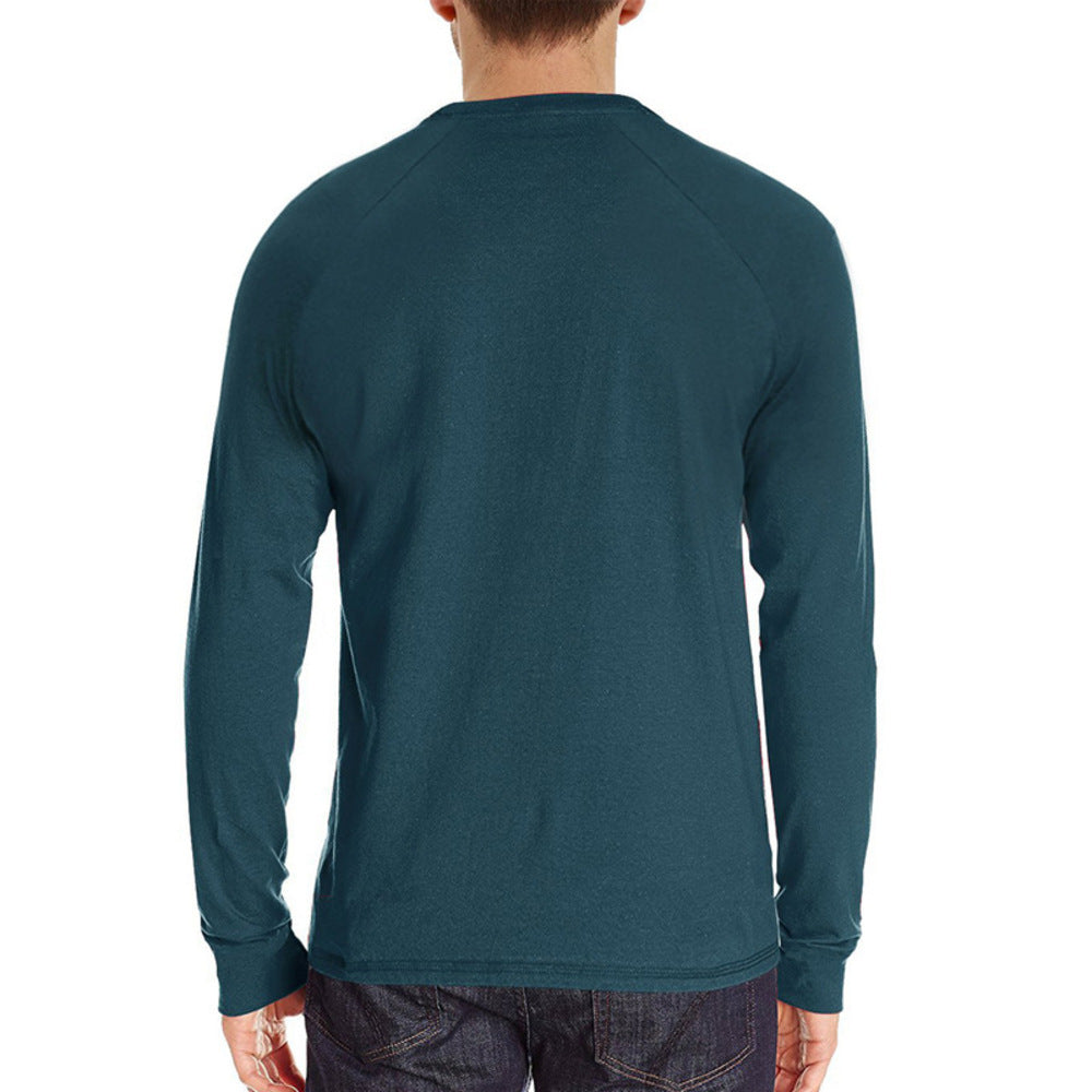 Macymars™ Men's Henley Long Sleeve Crewneck T-Shirts