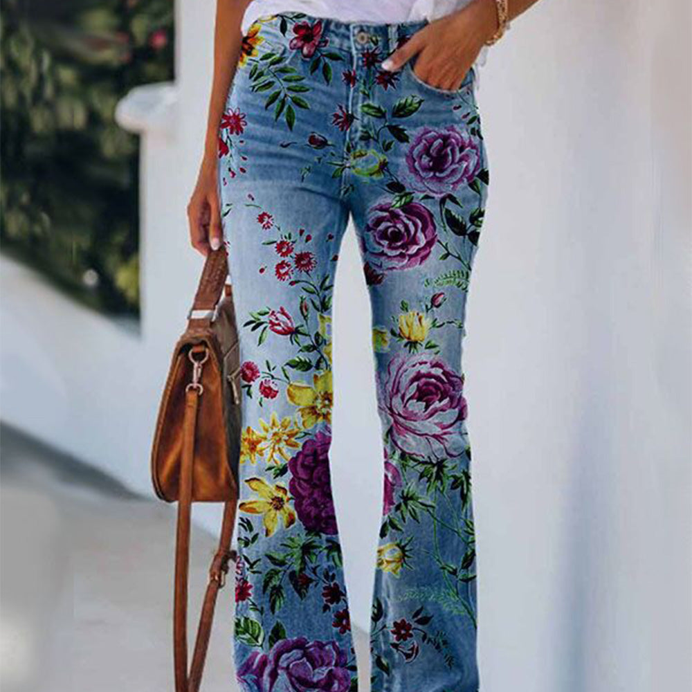 Macymars™ Women's Fashion Print Flare Jeans Pants