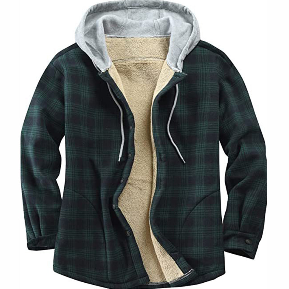 Macymars™ Men's Plaid Fleece Hooded Jacket