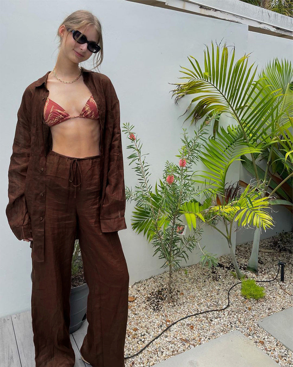 Macymars™ Loose Cotton Linen Shirt Wide Leg Pants Two Piece Set