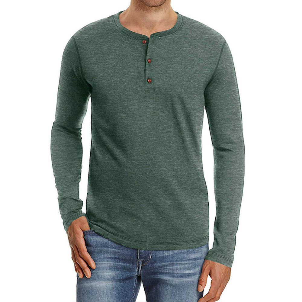 Macymars™ Men's Henley Long Sleeve Crewneck T-Shirts