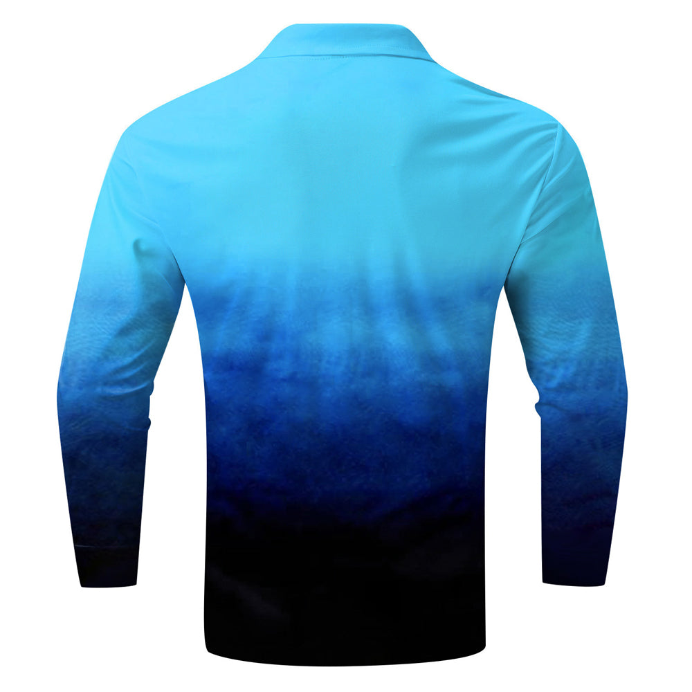 Macymars™ Men's Gradient Color Lapel Zipper Polo Shirt