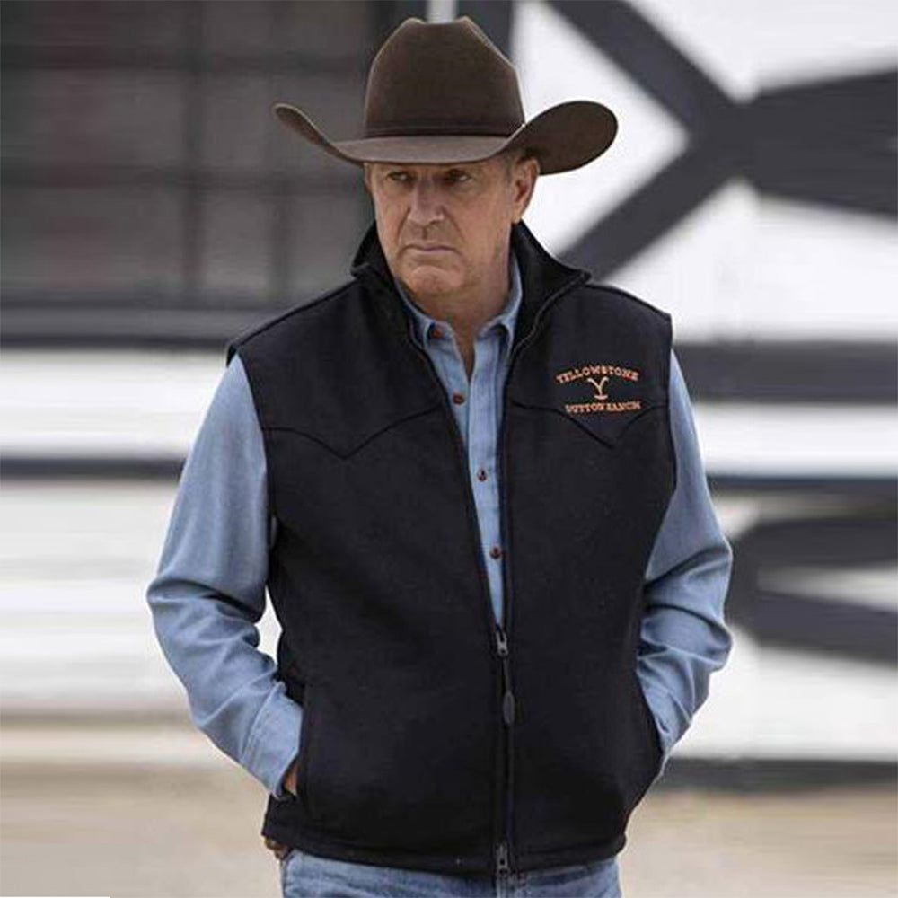 Macymars™ Men's Western Denim Embroidered Vest Jacket