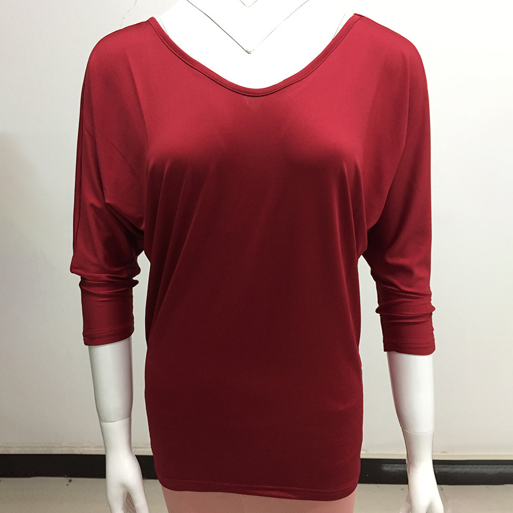 Macymars™ Women's Plus Size Loose Batwing 3/4 Sleeve Blouse Buttons T Shirts V Neck Tops