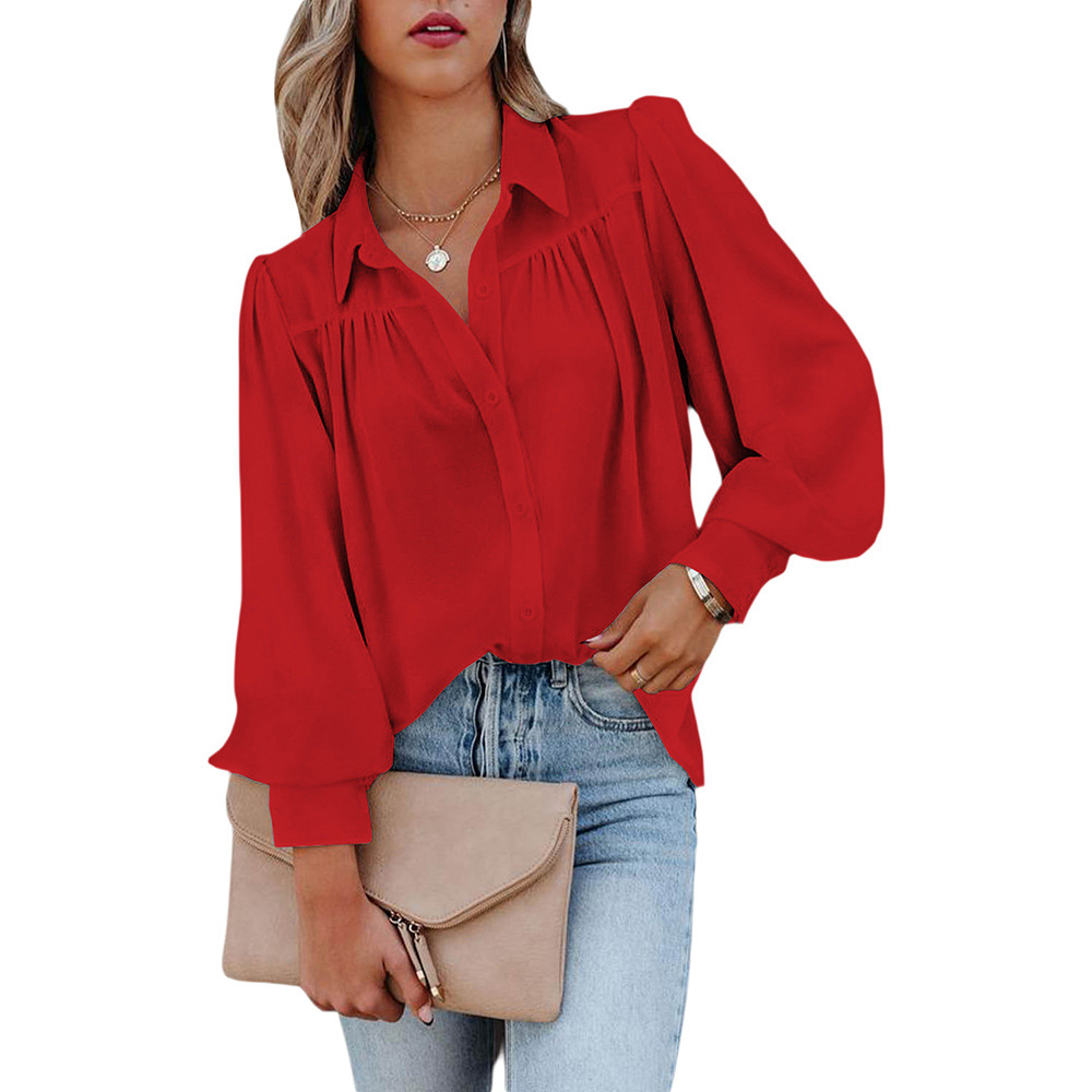 Macymars™ Women's V-neck Chiffon Long-sleeved Casual Business Office Work Shirt