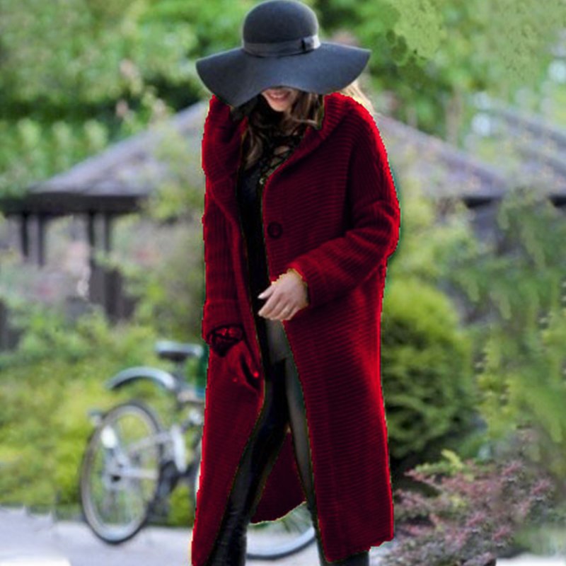 Macymars™ Hooded Cardigan Knitted Jumper Mid-length Jacket