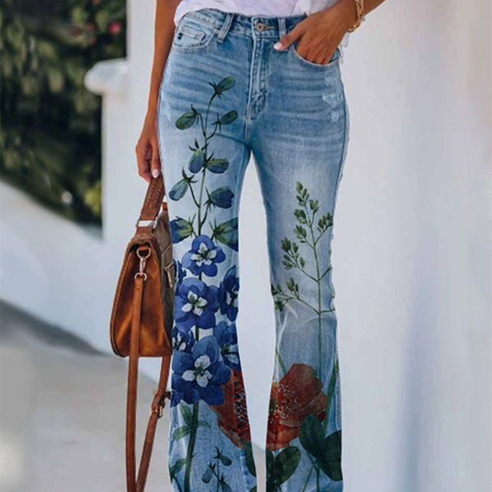 Macymars™ Women's Casual Print Flare Jeans Pants