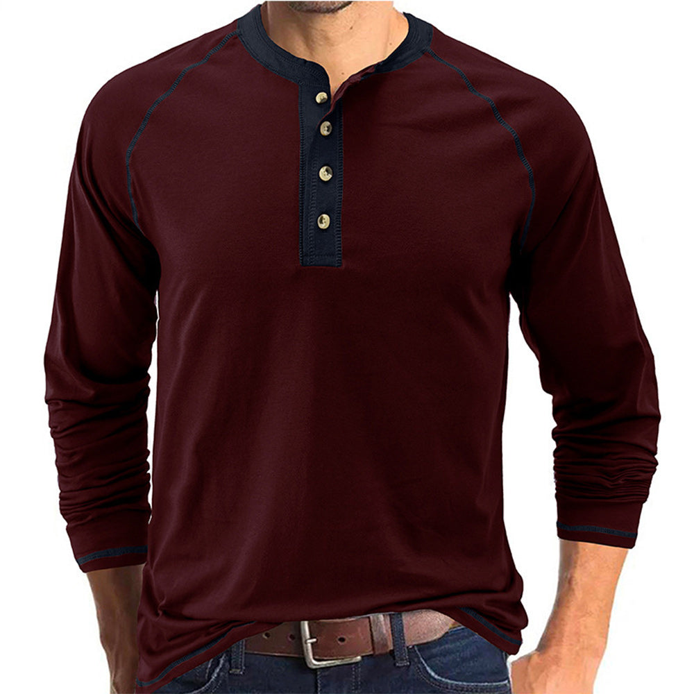 Macymars™ Henley Neck Contrast Trim Casual Shirt 2022 Autumn