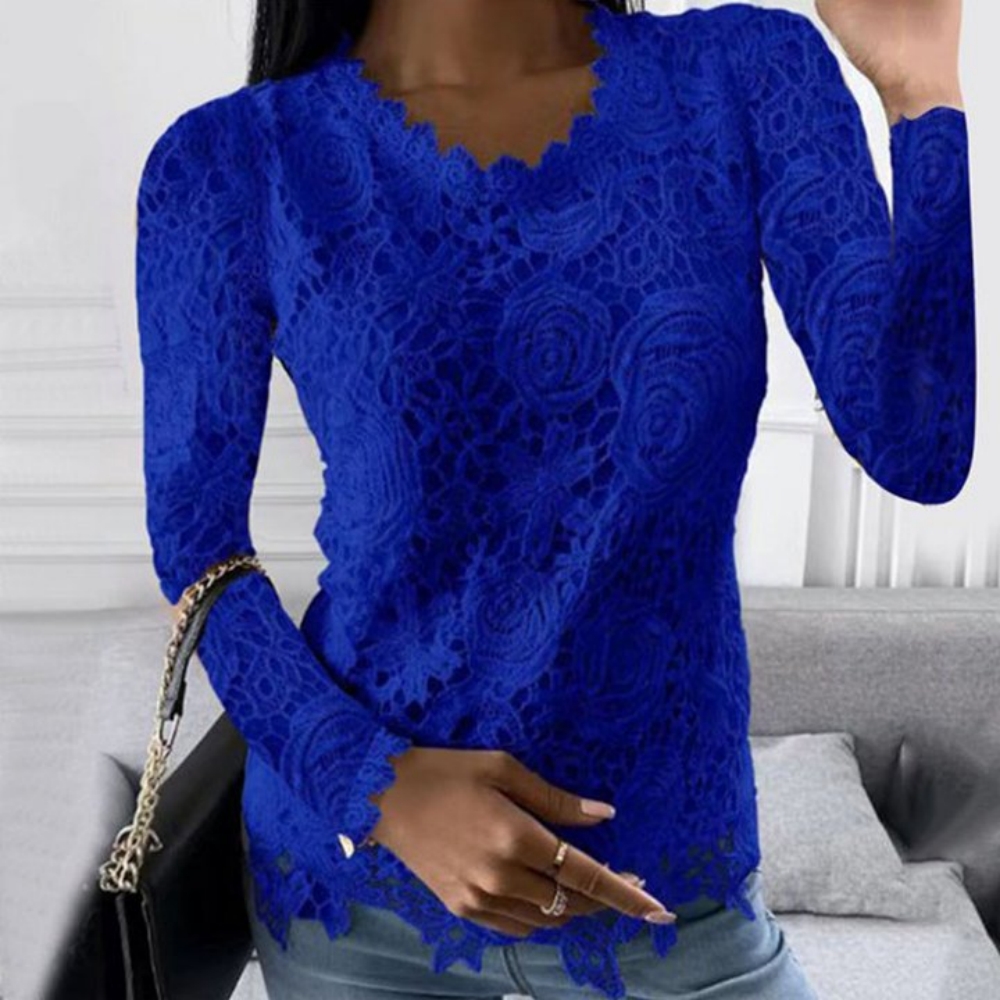Macymars™ Women's Lace Crew Neck Long Sleeve Top