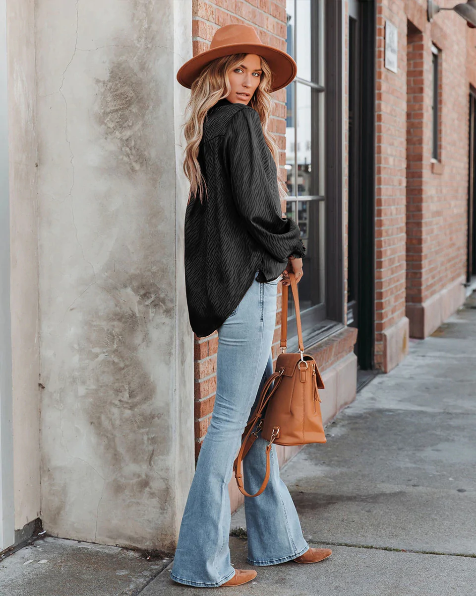 Macymars™ Women Loose Lapel Lantern Long Sleeve Shirt