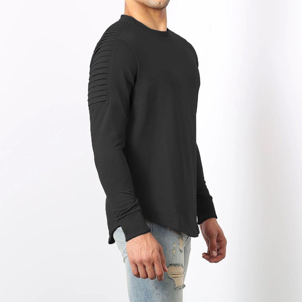 Macymars™ Men's Round Neck Solid Wrinkled Raglan Sleeve Pullover Shirt