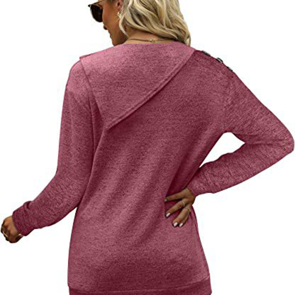 Macymars™ Women's Round Neck Button Long-sleeved Sweatshirt T-shirt