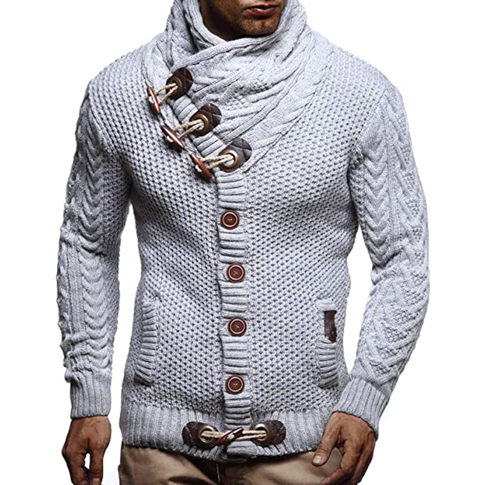 Macymars™ Men's Claw Button Turtleneck Knit Sweater Jacket