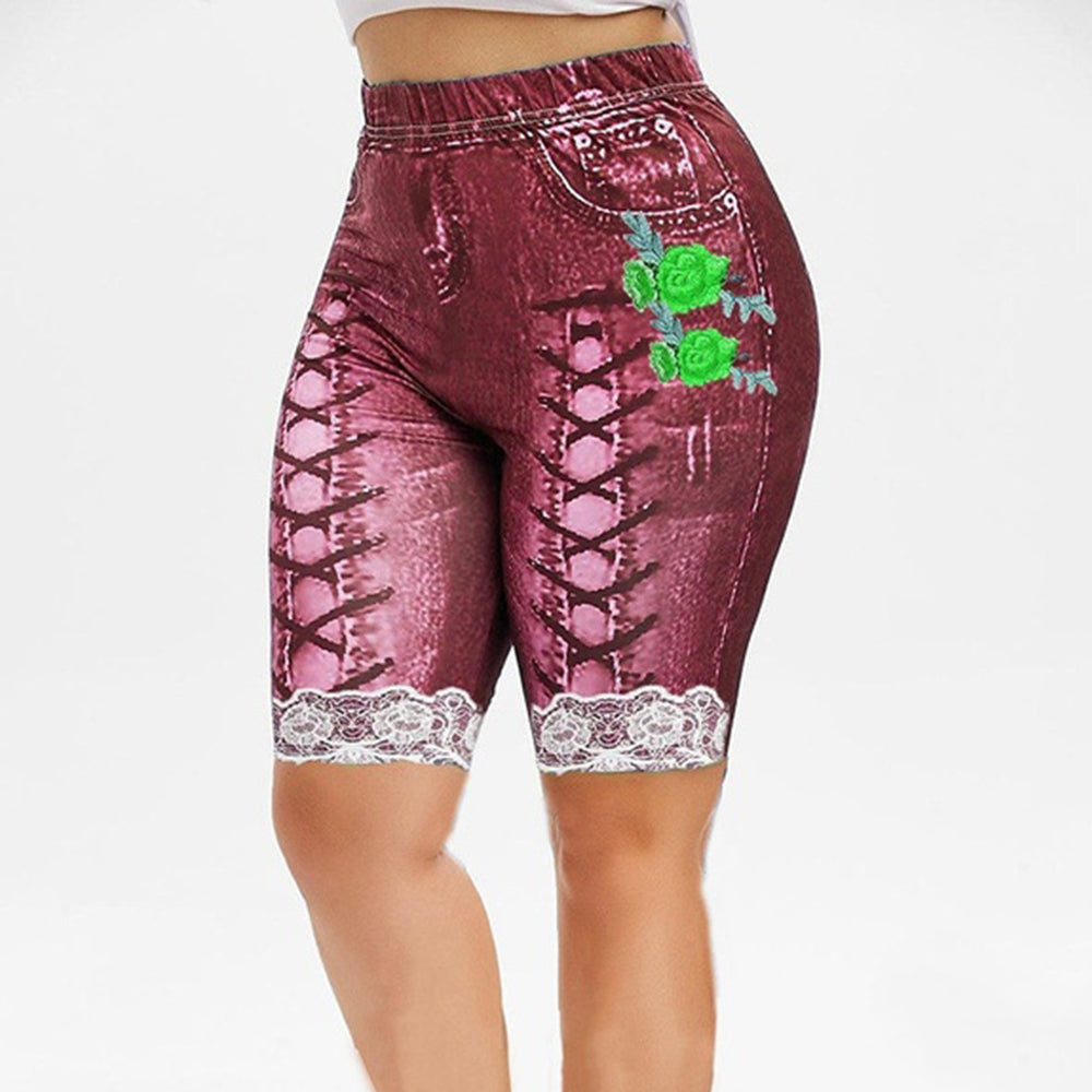 Macymars™ Women's Skinny 3d Denim Print Casual Short Jeggings