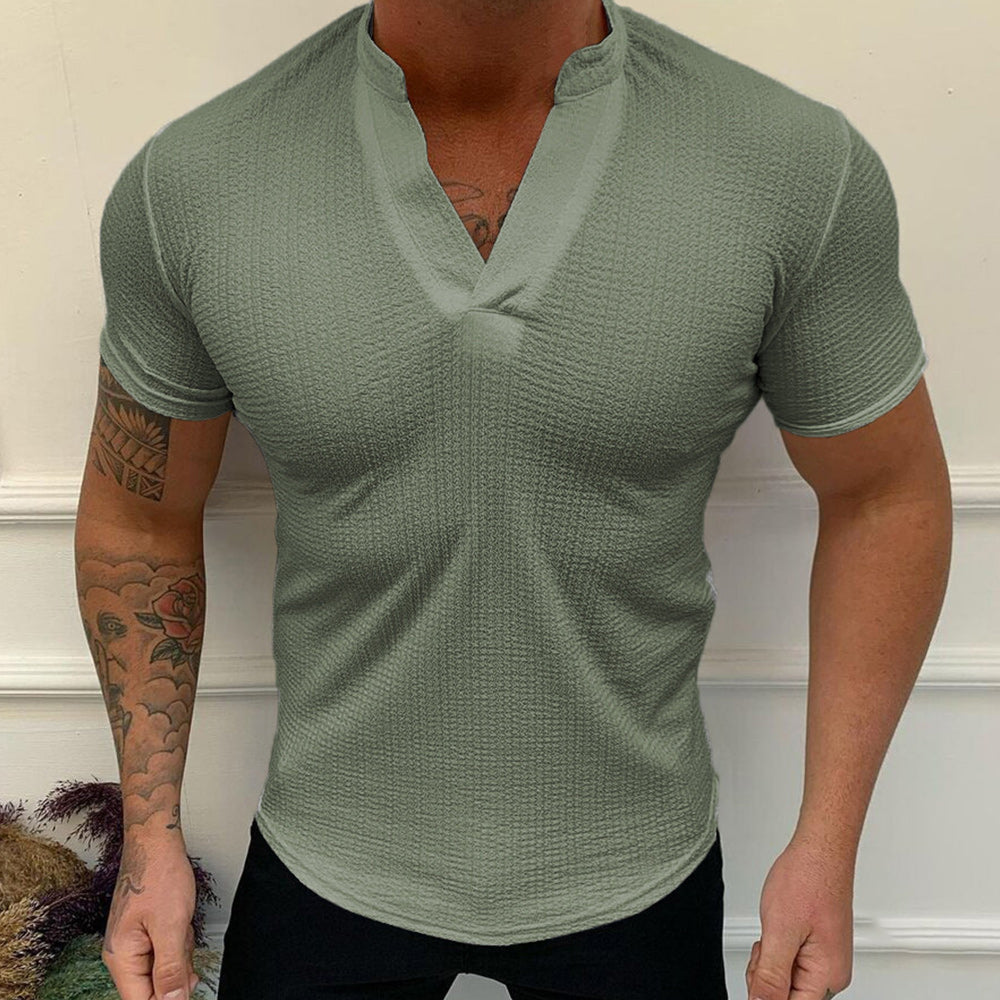 Macymars™ Men's Slim Fit V-Neck Solid T-Shirt