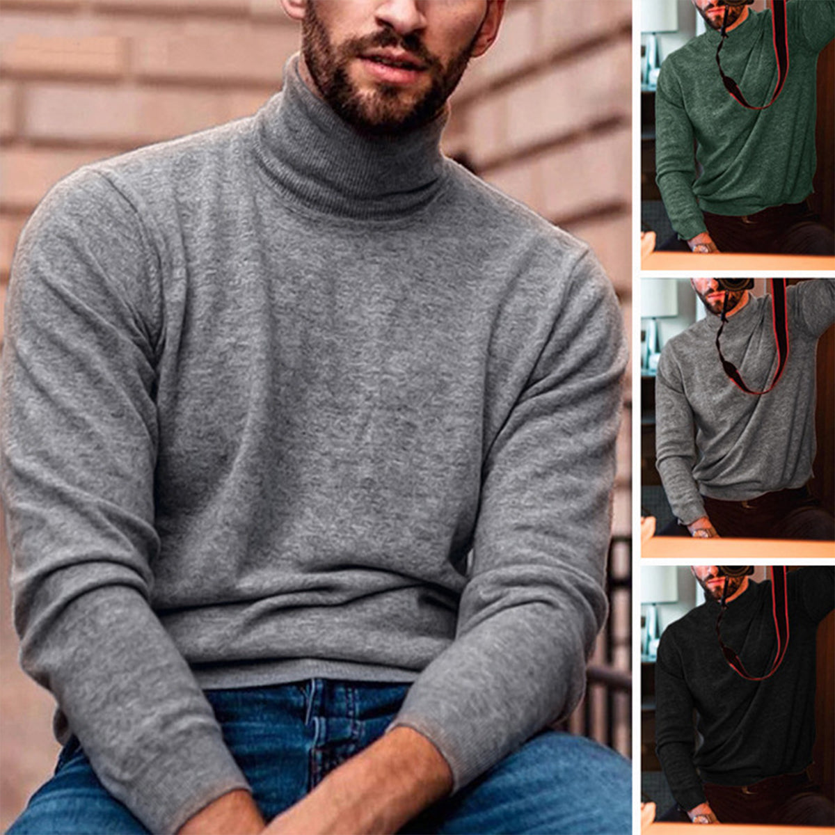 Macymars™ Men's Long Sleeve Turtleneck Sweater Plus Size Knitted Bottoming Shirt