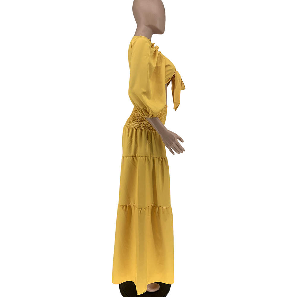 Macymars™ Fashion Casual Sexy Elastic Wide Leg Pants Set Pleated Solid Color Two Piece