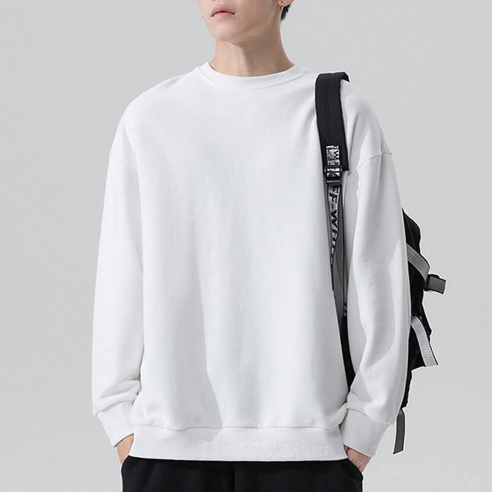 Macymars™ Men's Long Sleeve Round Neck Pullover Solid Color Sweatshirt