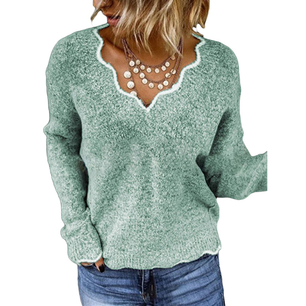 Macymars™ Women's Sexy Lace V-neck Knitted Warm Pullover Sweater