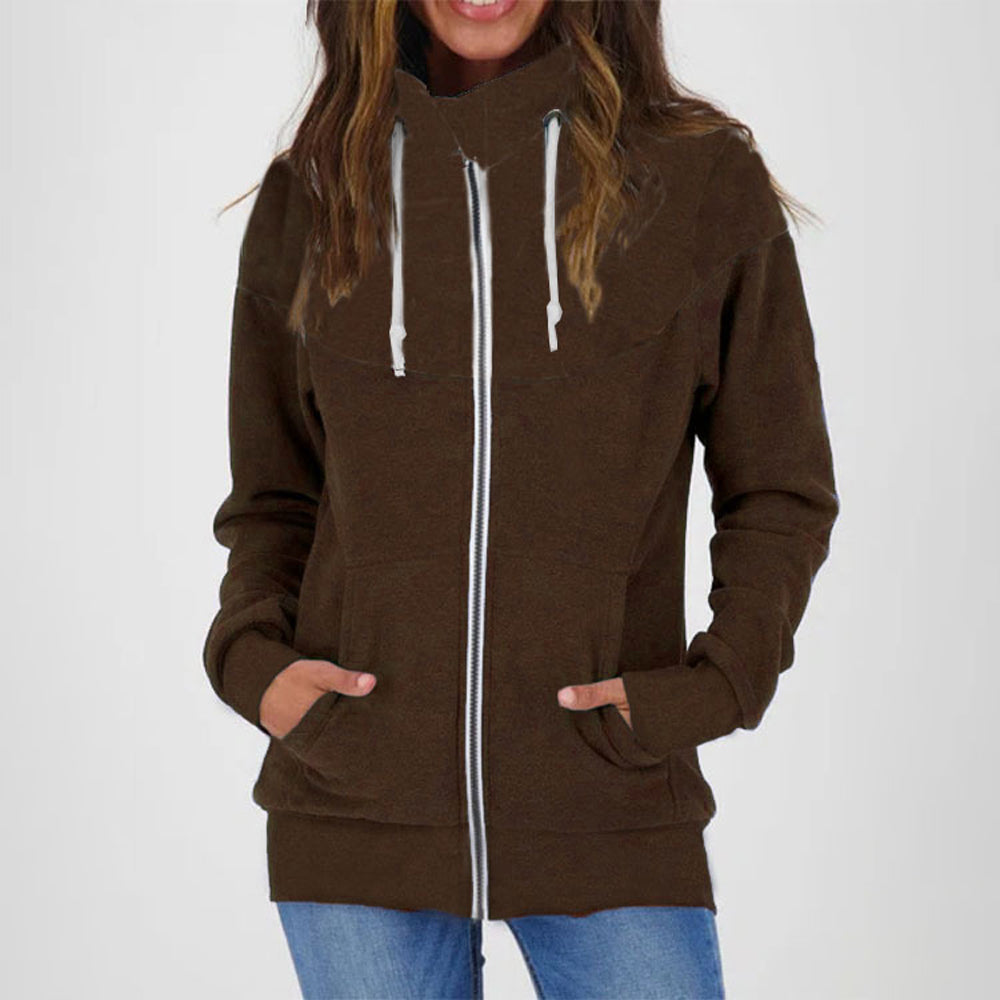 Macymars™ Womens Solid Color Drawstring Zip Long Sleeve Sweatshirt