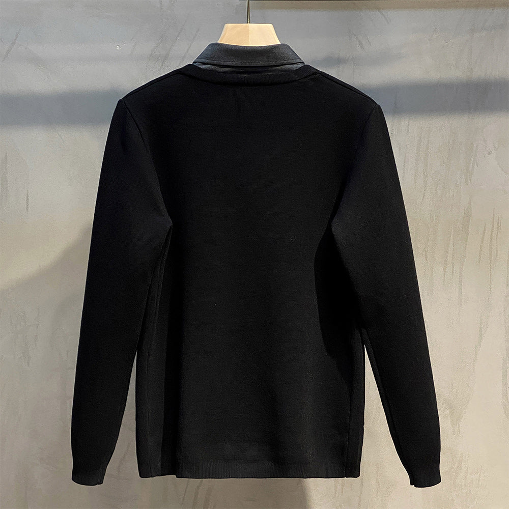 Macymars™ Men's Fake Two-Piece Knitted Cardigan Casual Shirt Collar Sweater