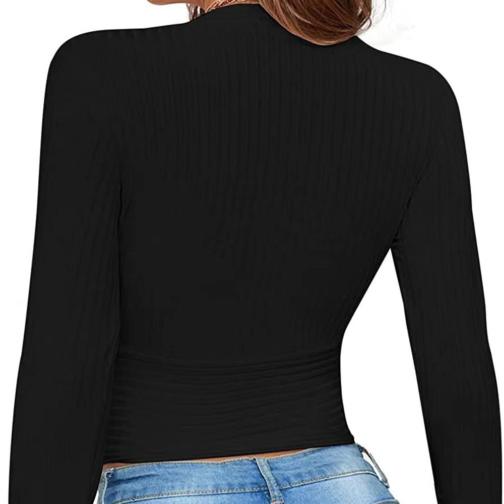 Macymars™ Women's Sexy Solid Color V-Neck Knit Long Sleeve T-Shirt