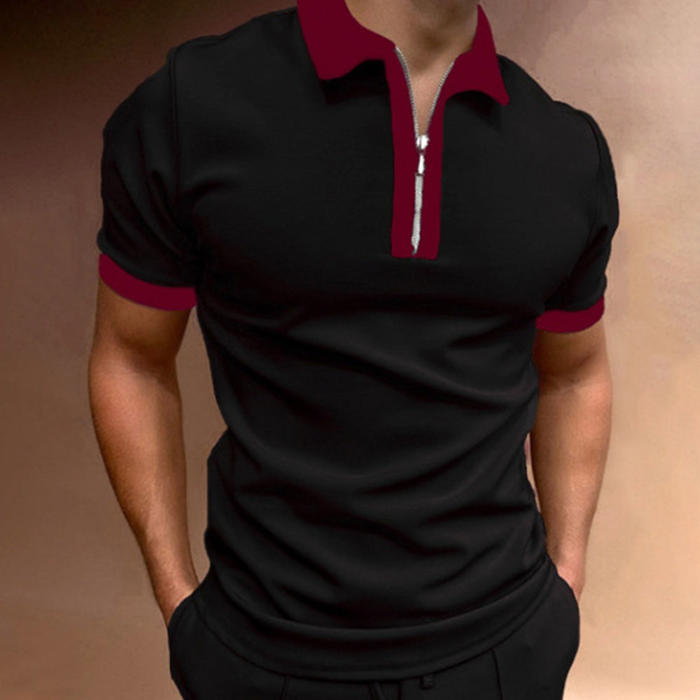 Macymars™ Men's Slim Fit Zip Lapel Short Sleeve Polo Shirt