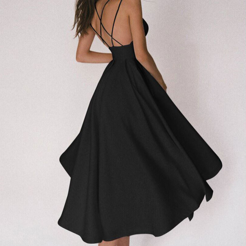 Macymars™ Multicolor Suspenders Sexy Mid-waist Petal V-neck Collarbone Swing Midi Dress