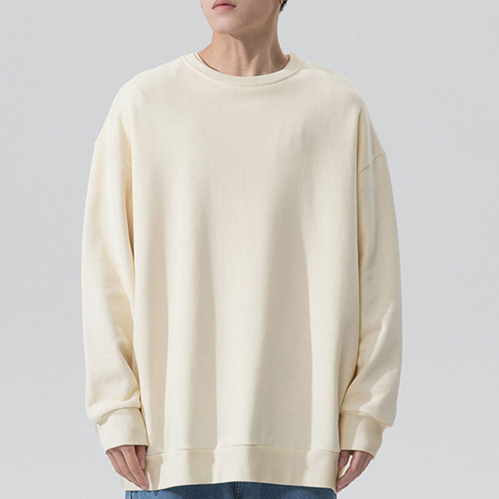 Macymars™ Men's Long Sleeve Round Neck Pullover Solid Color Sweatshirt