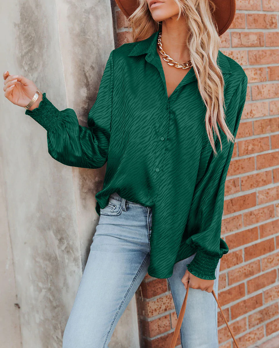 Macymars™ Women Loose Lapel Lantern Long Sleeve Shirt