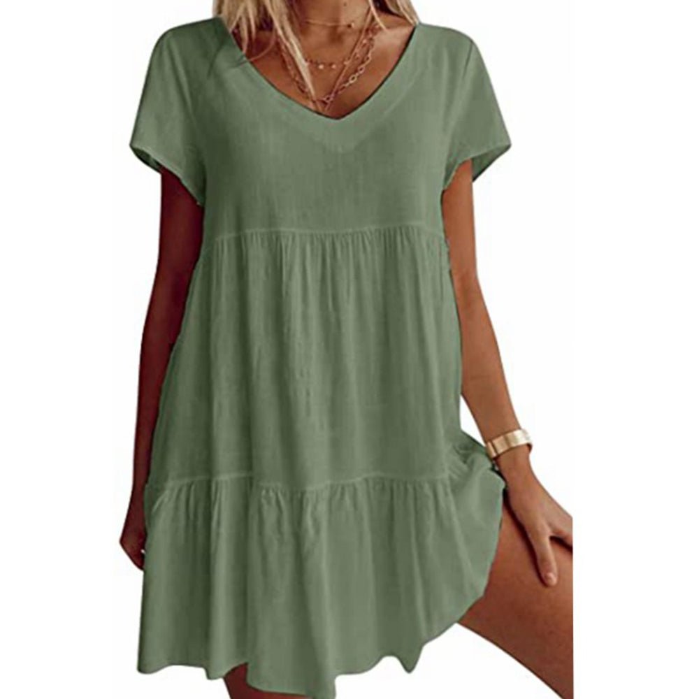 Macymars™  Women's V-Neck Casual Loose Flowy Swing Dress