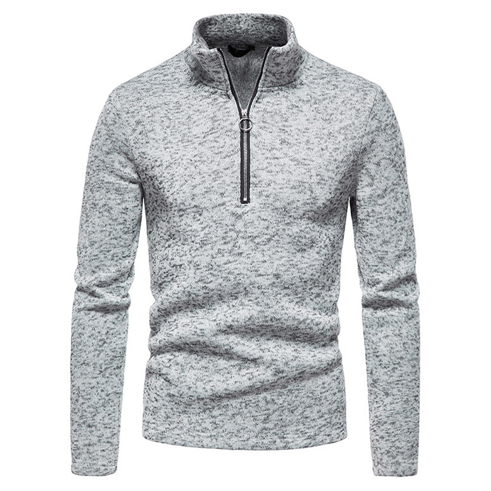 Macymars™ Men's Placket Zip Turtleneck Solid Color Sweatshirt