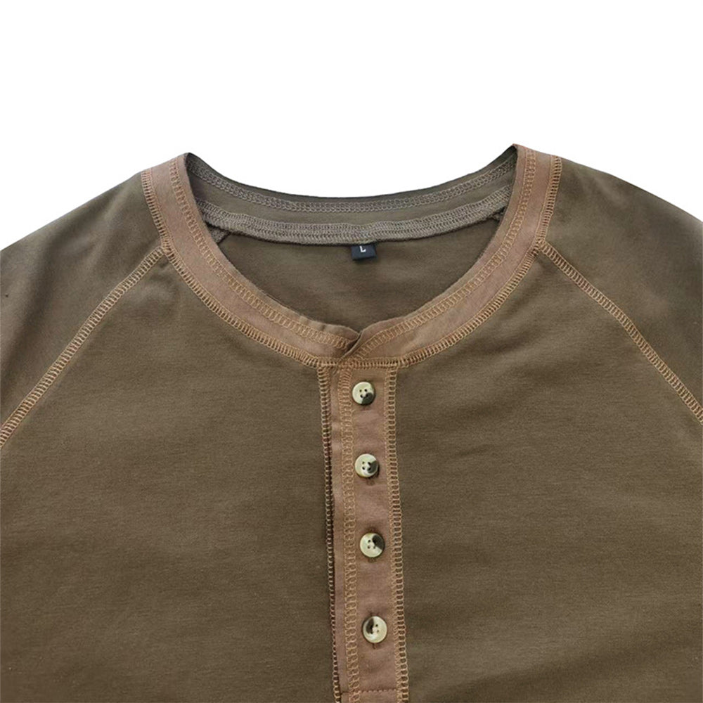 Macymars™ Henley Neck Contrast Trim Casual Shirt 2022 Autumn