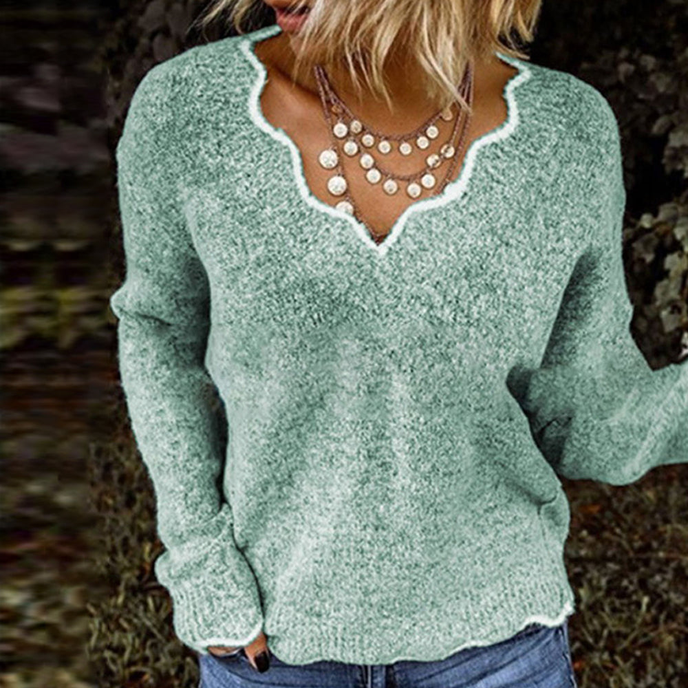 Macymars™ Women's Sexy Lace V-neck Knitted Warm Pullover Sweater