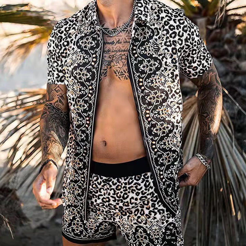 Macymars™ Men's Flower Shirt Hawaiian Sets Casual Button Down Short Sleeve Shirt and Shorts