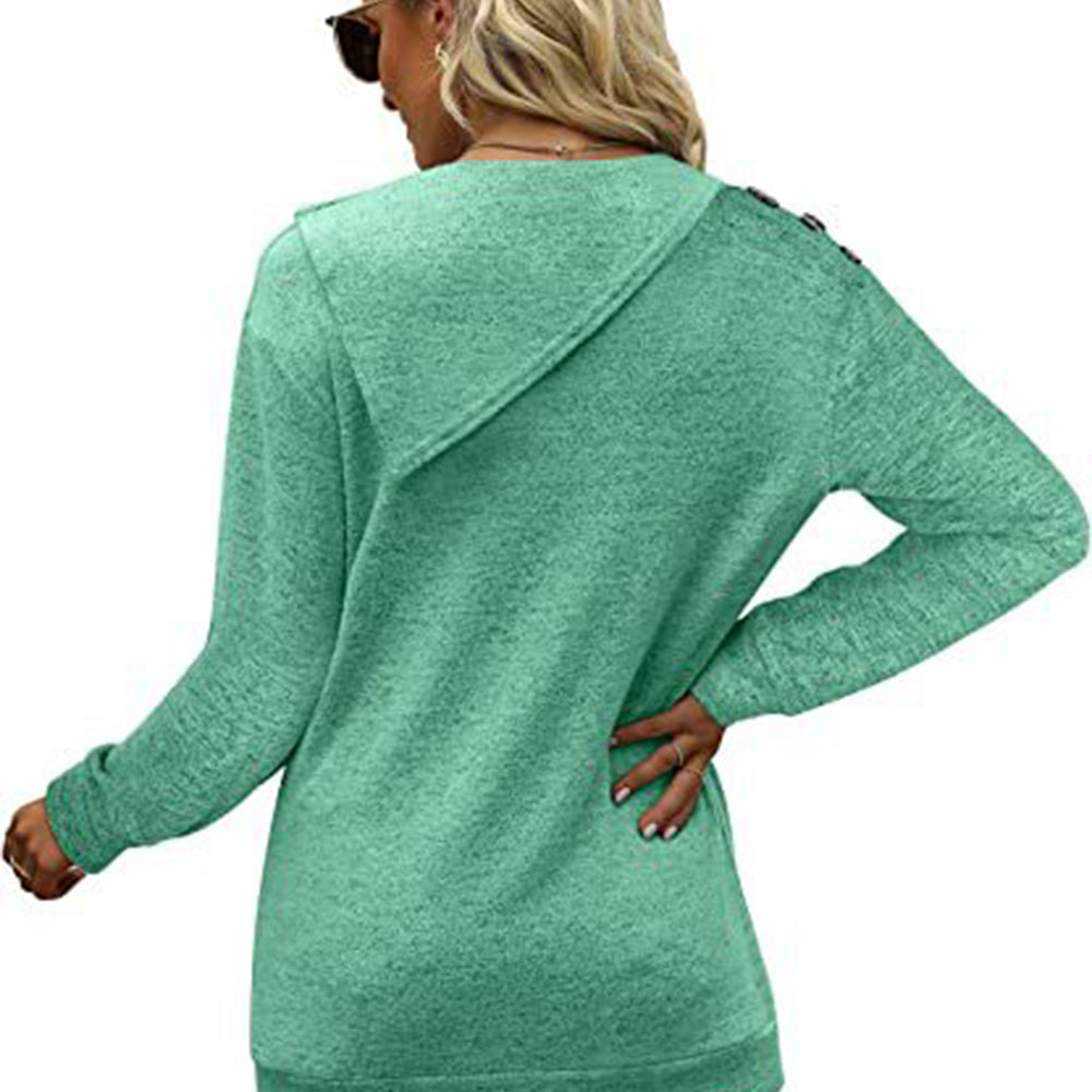 Macymars™ Women's Round Neck Button Long-sleeved Sweatshirt T-shirt