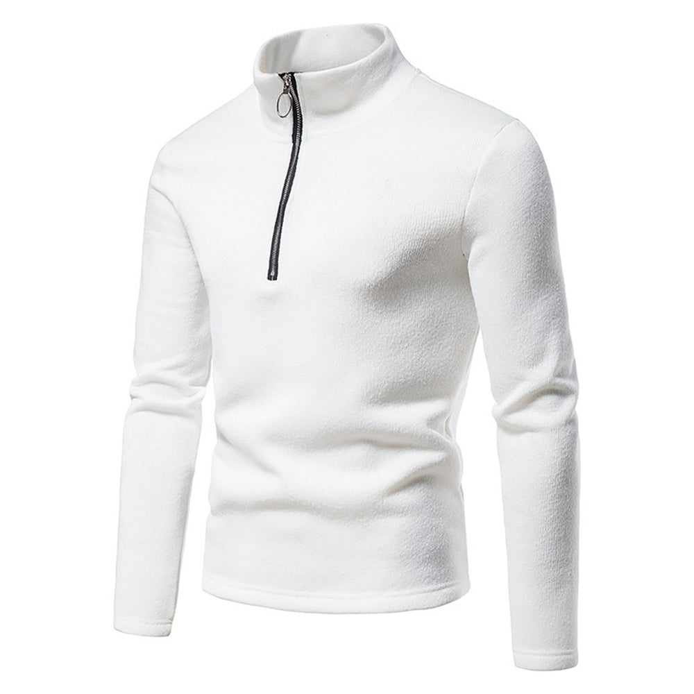 Macymars™ Men's Placket Zip Turtleneck Solid Color Sweatshirt