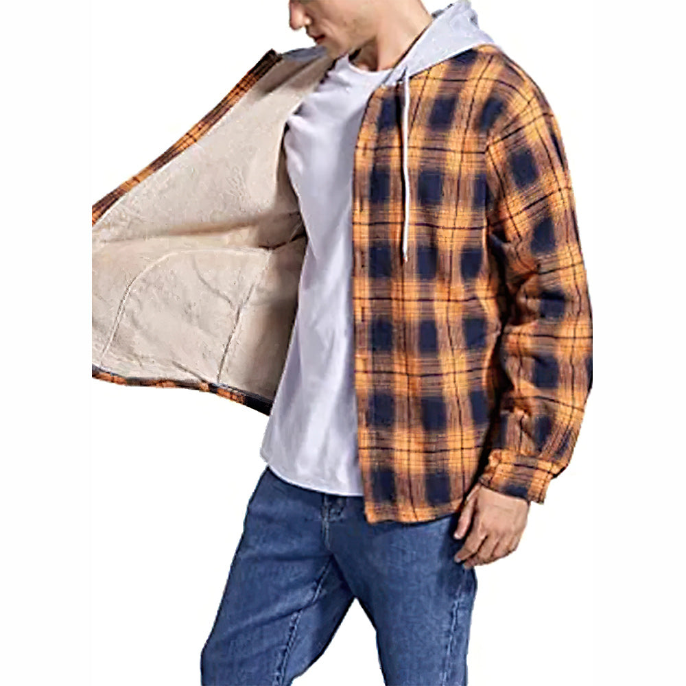 Macymars™ Men's Plaid Fleece Hooded Jacket