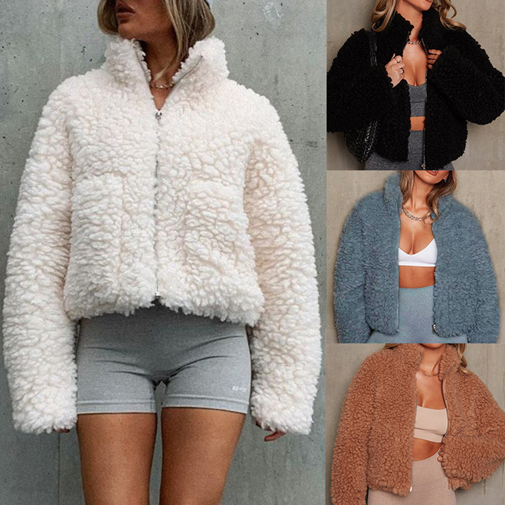 Macymars™ Womens Fleece Plush Hooded Sweatshirts Coats Winter Warm Long Sleeve Zipper Pullover Jacket
