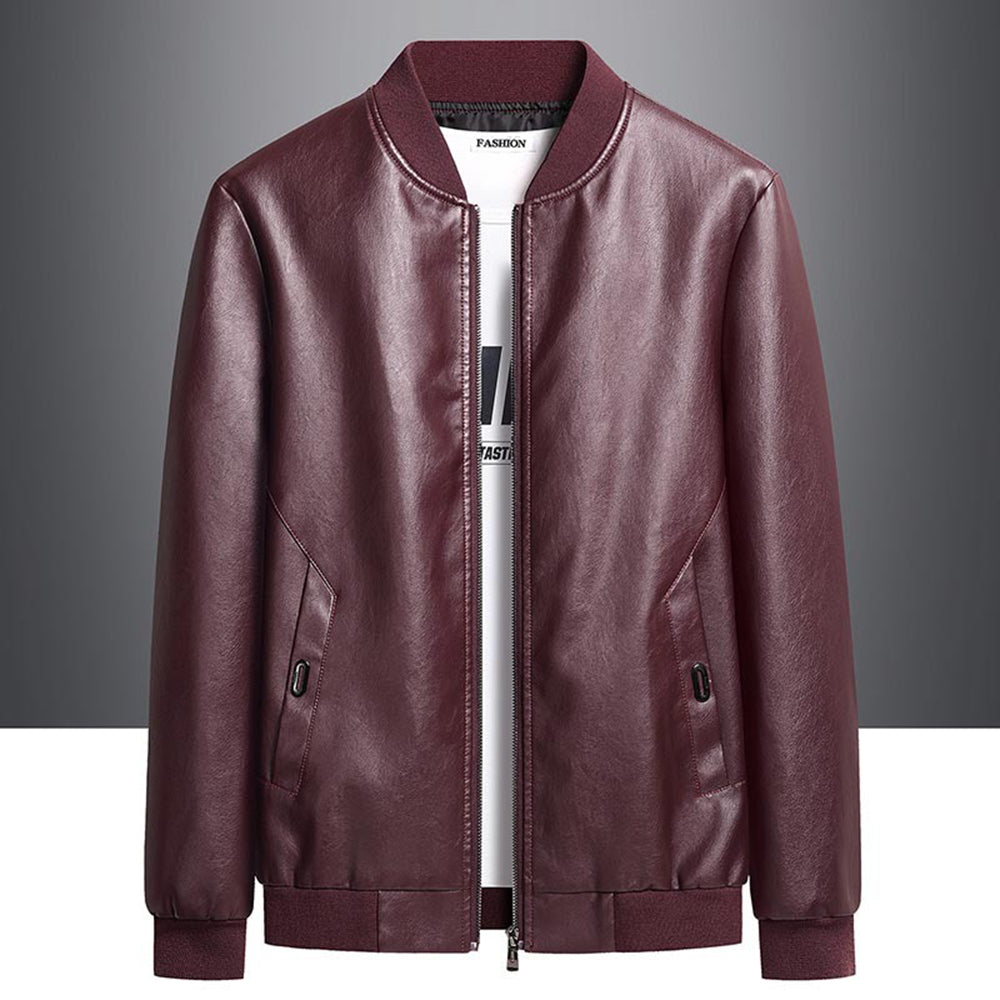 Macymars™ Men's Casual Baseball Collar Leather Jacket