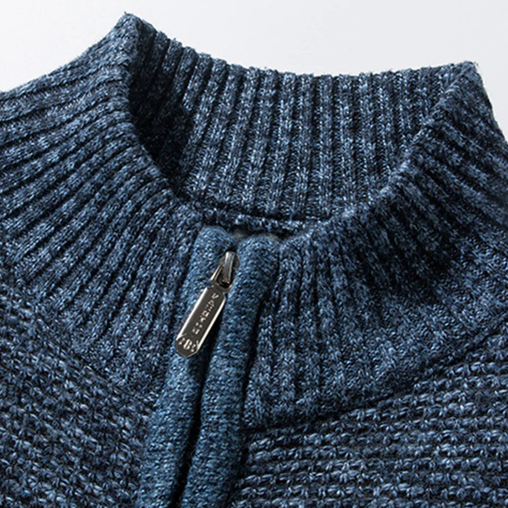 Macymars™ Men's Stand-up Collar Striped Plaid Zipper Knitted Jacket Coat