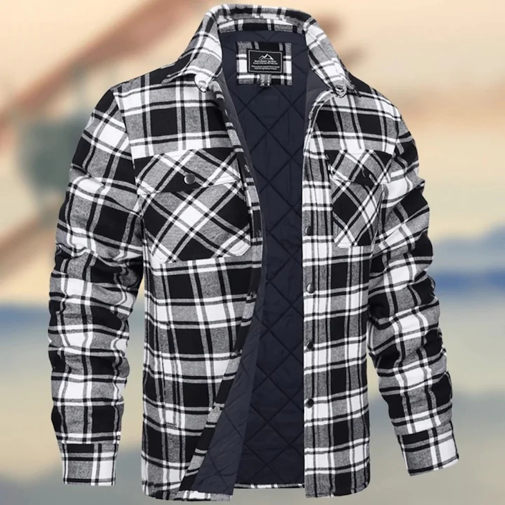Macymars™ 2023 Fashion New Men's Lapel Plaid Thick Padded Warm Shirt Jacket